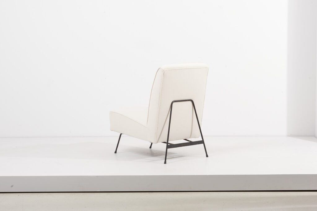 back side of Easy Chair, 1950s by Franchioni Mario for Frama in white fabric